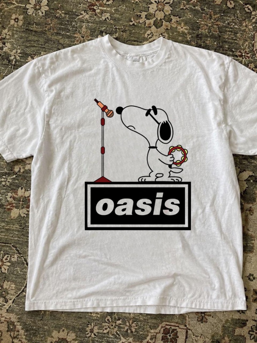 Gildan White Oasis x Snoopy Graphic Tee with Red Accents